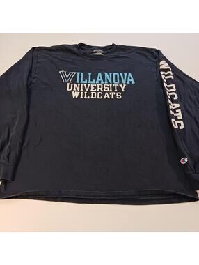 Vintage Champion Villanova Wildcats Men's Black Cotton Shirt Long Sleeve L